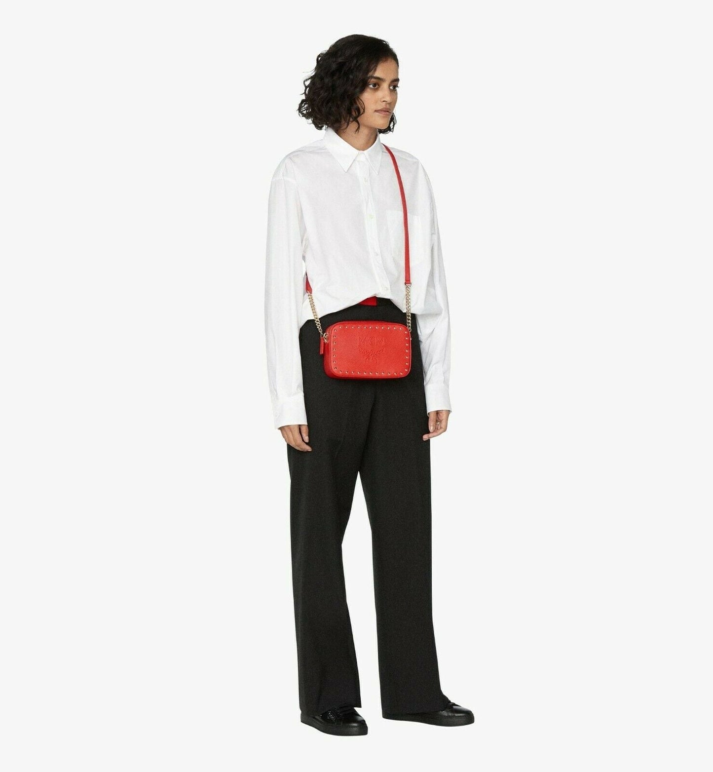 MCM Red Chanswell Camera Crossbody Bag Park Avenue Leather
