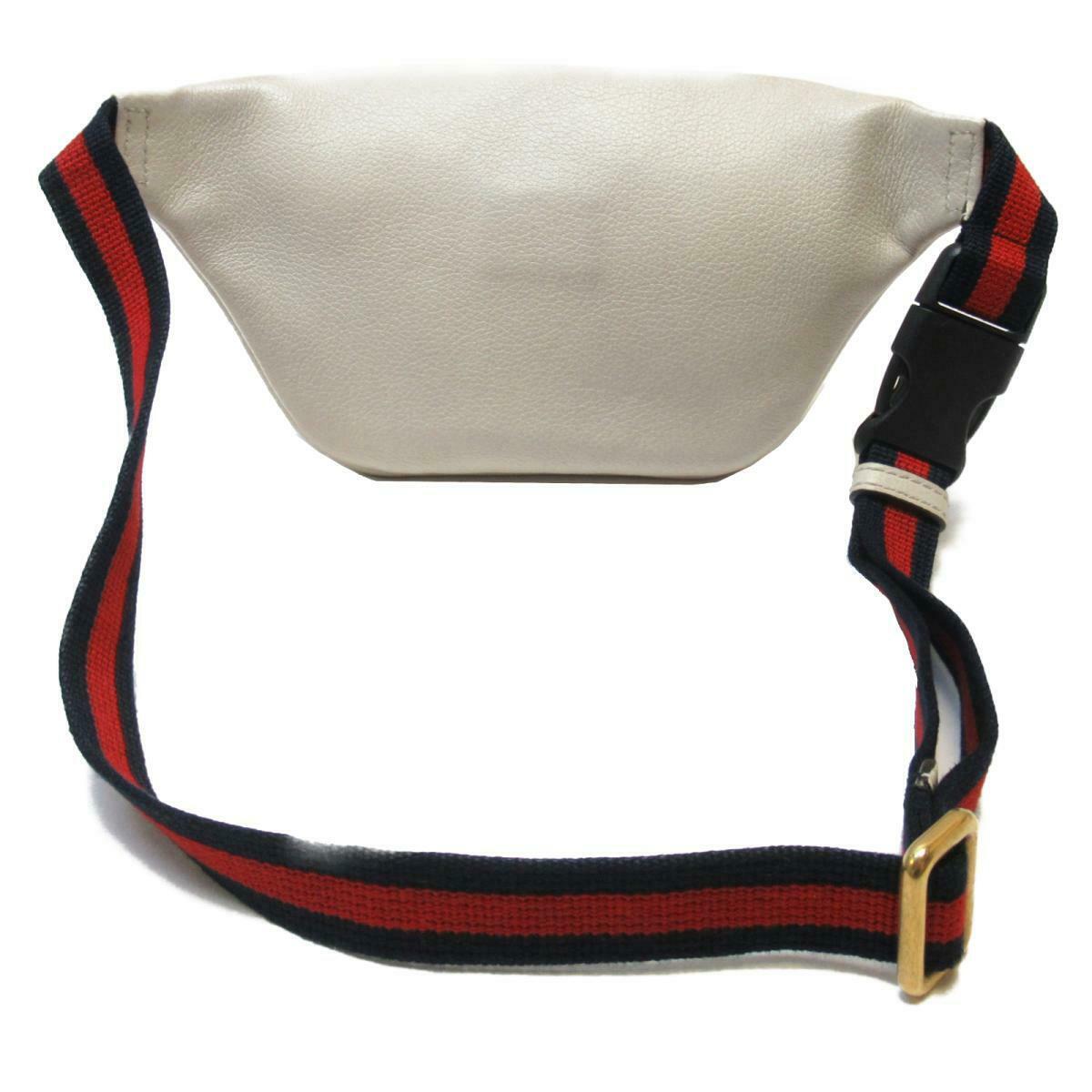 GUCCI Print Small Shoulder Belt Bag White Leather Logo