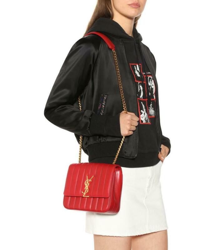 Saint Laurent Vicky Medium Monogram Matelasse Rouge Eros Red Leather Cross Body