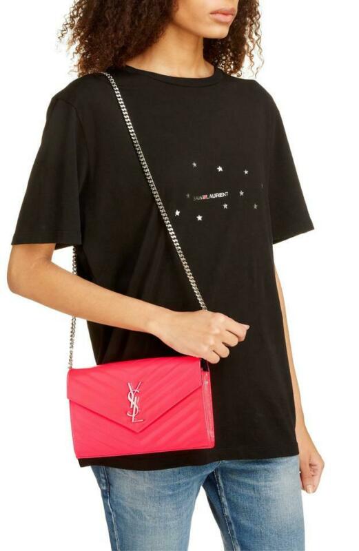 Saint Laurent Chain Wallet Medium Woc Neon Pink Patent Leather Cross Body Bag