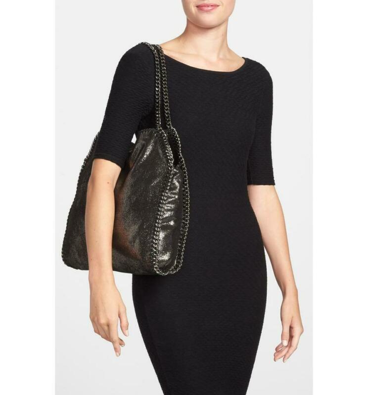 Stella McCartney Small Falabella Tote Ruthenium Black Faux Leather Shoulder Bag