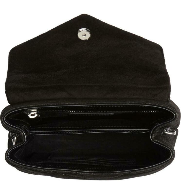 Saint Laurent Monogram Loulou Mini Glitter Black Suede Leather Cross Body Bag