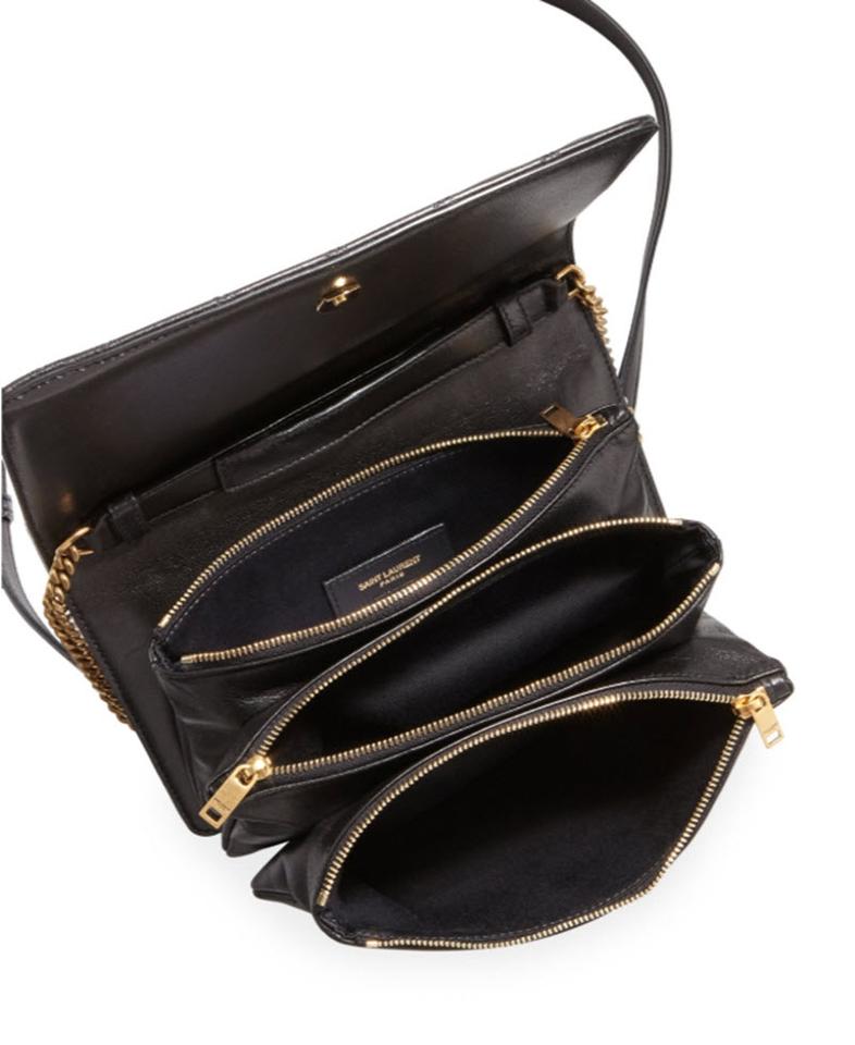 Saint Laurent Crossbody Angie Quilted Lambskin Black Leather Shoulder Bag