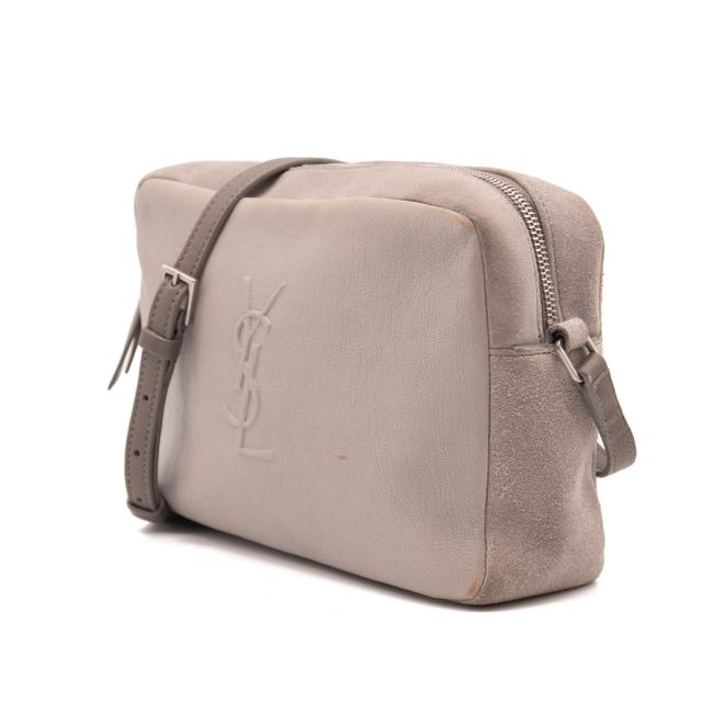 Saint Laurent Lou Camera Suede Monogram Small Fog Cross Body Grey Leather Shoulder Bag