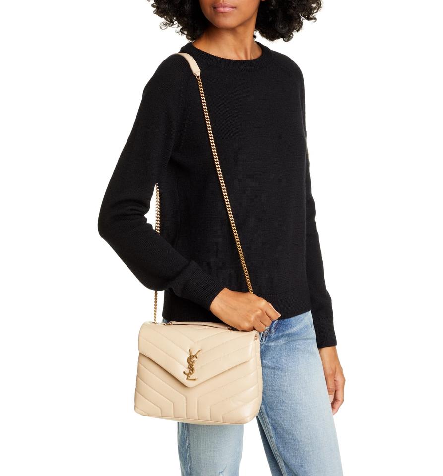 Saint Laurent Monogram Loulou Small Light Natural Beige Leather Shoulder Bag