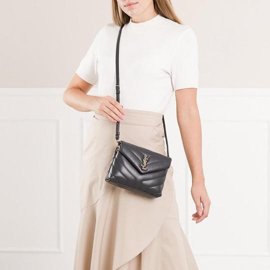 Saint Laurent Monogram Loulou Toy Monogram Dark Smog Grey Leather Shoulder Bag