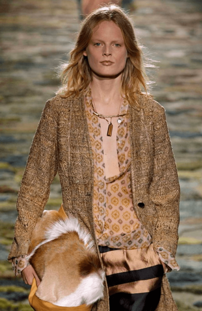 SS2015 Dries Van Noten Fur Beige Leather Shoulder Bag