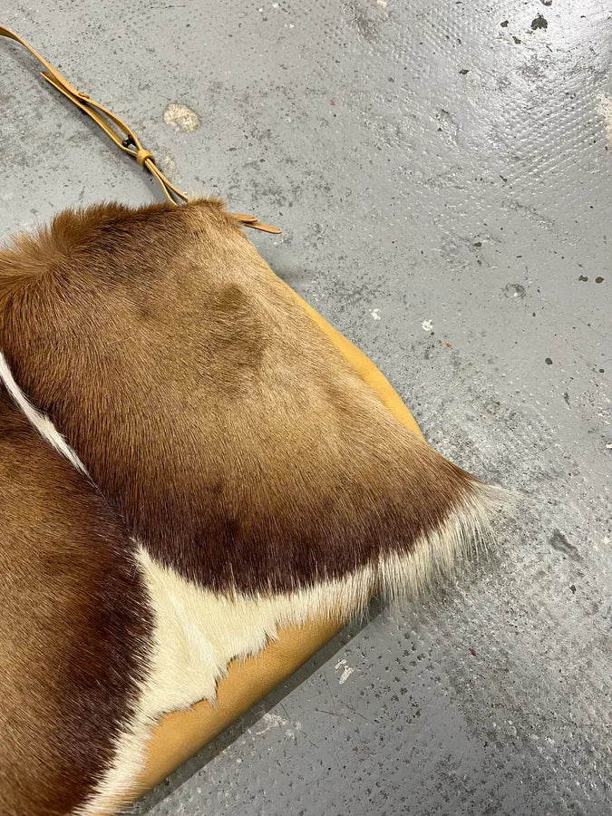 SS2015 Dries Van Noten Fur Beige Leather Shoulder Bag