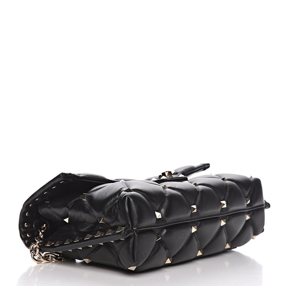 Valentino Chain Nappa Candystud Black Calfskin Leather Shoulder Bag