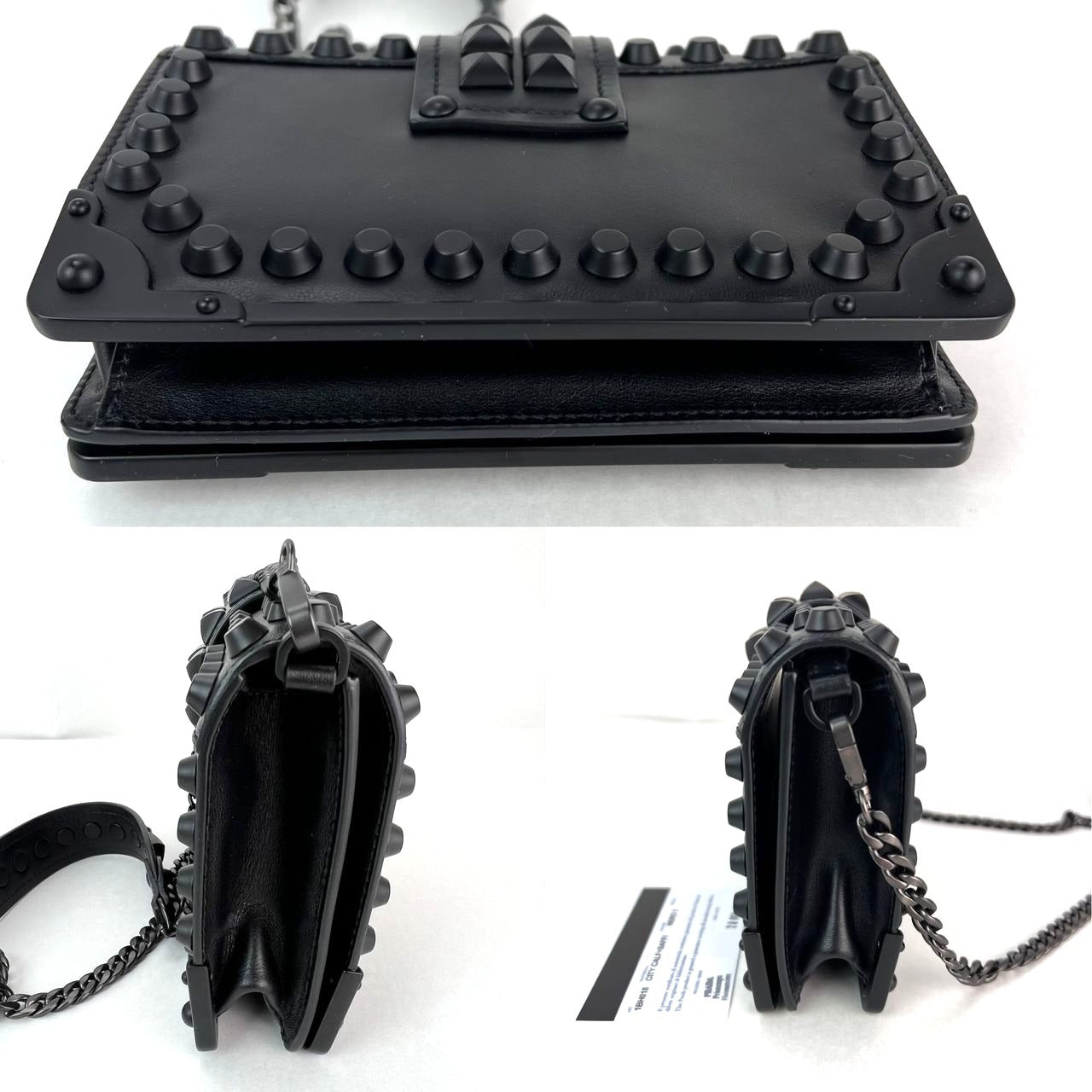 Prada City Calfskin Saffiano Studded Cahier Crossbody Bag